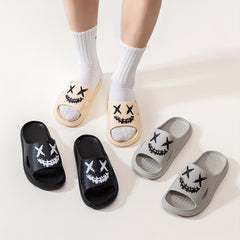 Men's Smile Print Slides Casual Non Slip Slippers