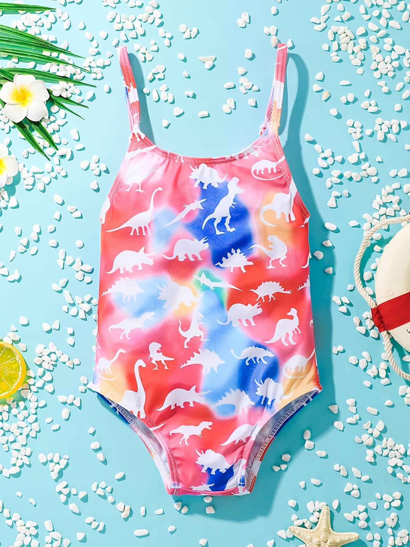 Girls Dinosaur Print One Piece Swimwear Bathing Suit