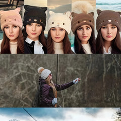 Knitted Beanie Hat Cartoon Rabbit Ears Warm Hat
