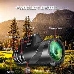 High Powered Monocular with Smartphone Adapter for Outdoor Activities