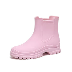 Women's Platform Ankle Rain Boots Waterproof Slip on Shoes