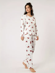 Women's Pajamas Set Long Sleeve Top & Pants Sleepwear Loungewear
