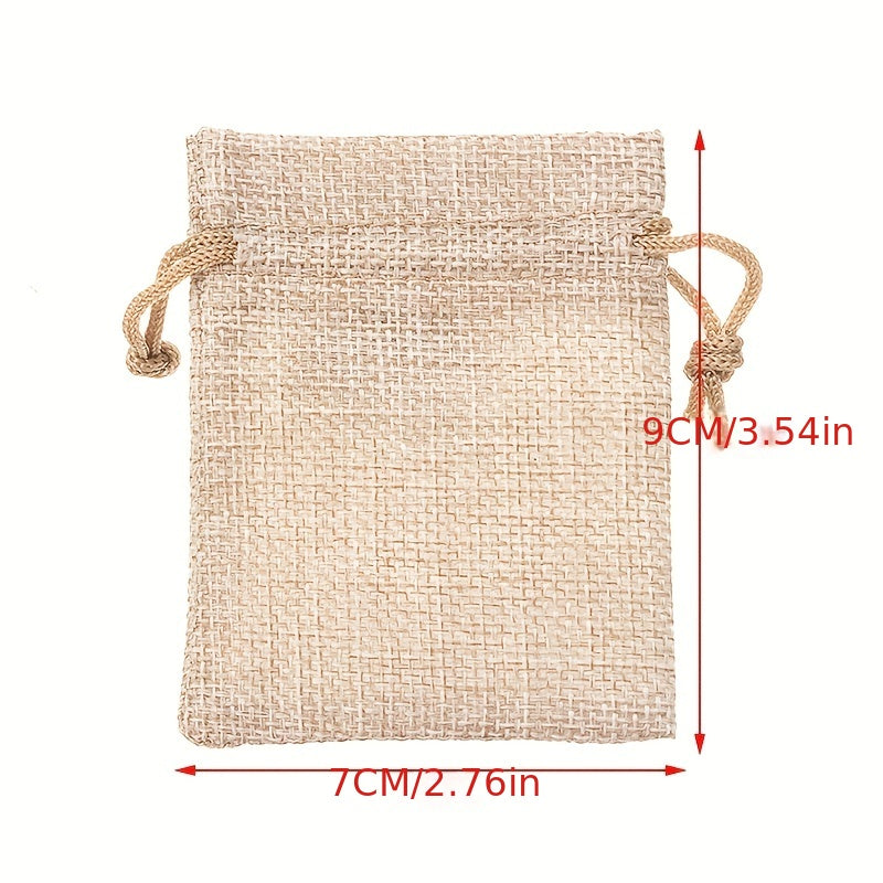 50pcs Small Burlap Jute Hessian Wedding Favor Jewellery Bags Drawstring Pouches