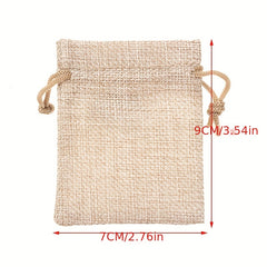 50pcs Small Burlap Jute Hessian Wedding Favor Jewellery Bags Drawstring Pouches