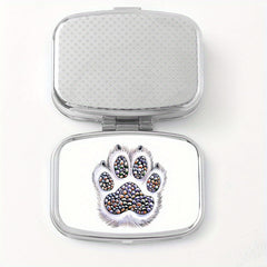 Dog Paw Print Square Medicine Box 2 Compartment Pill Box Travel Outdoor Sports