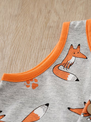 Baby Boys Fox Print Sleeveless Romper Jumpsuit