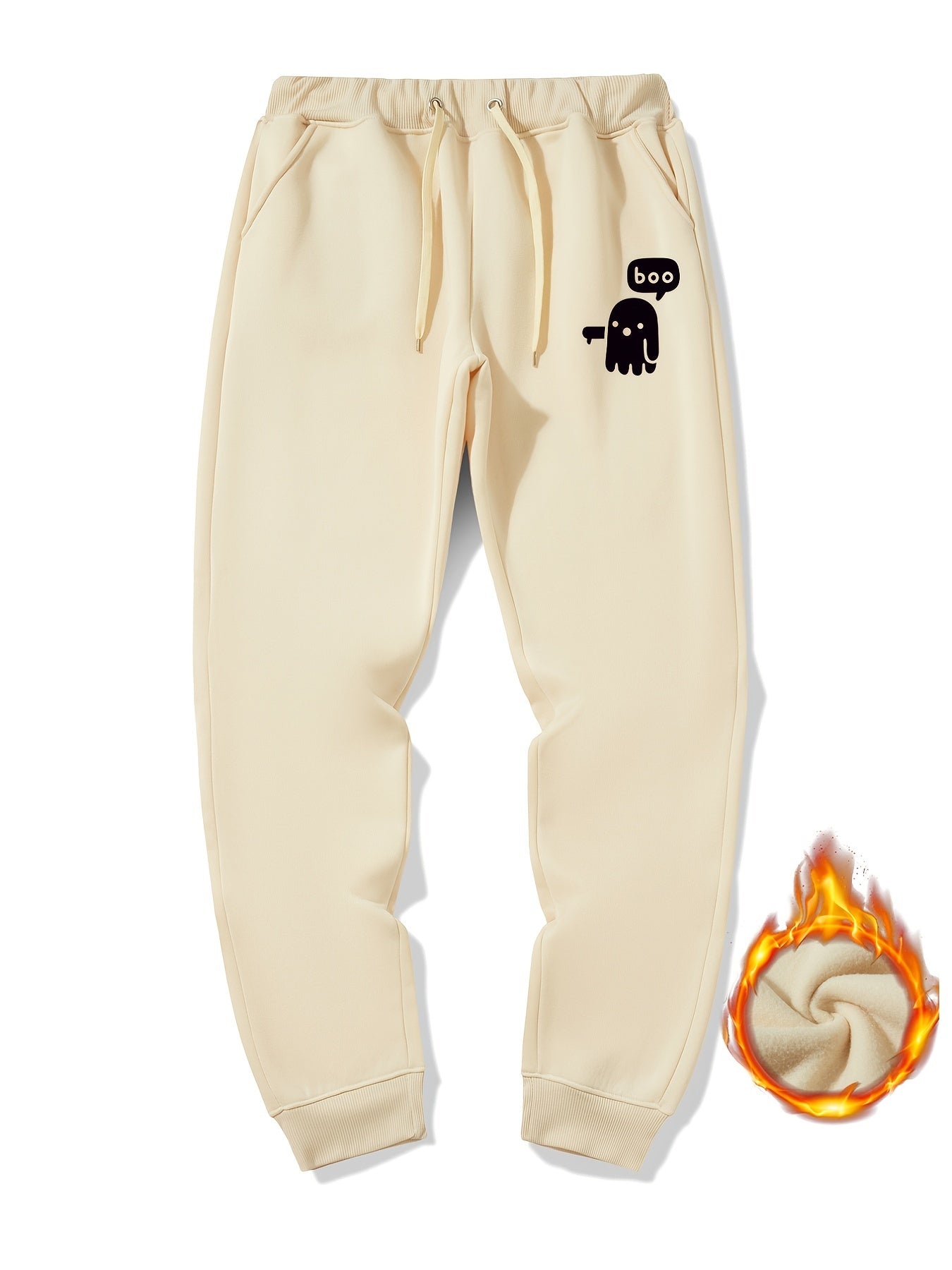 Cartoon Ghost Warm Sweatpants Men's Jogger Pants