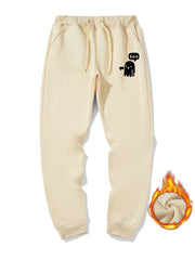 Cartoon Ghost Warm Sweatpants Men's Jogger Pants
