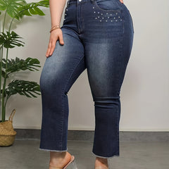 Rhinestone Flared Jeans Button Fly