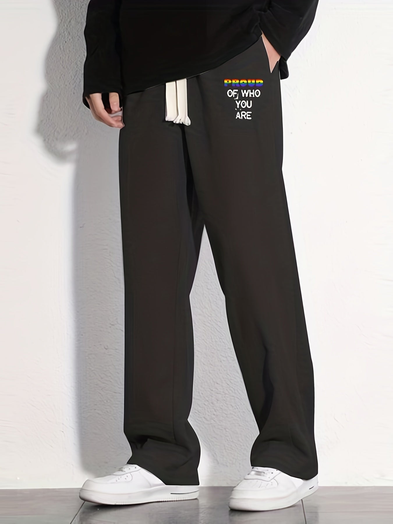 Pride Month Letter Print Joggers Men's Casual Loose Fit Pants