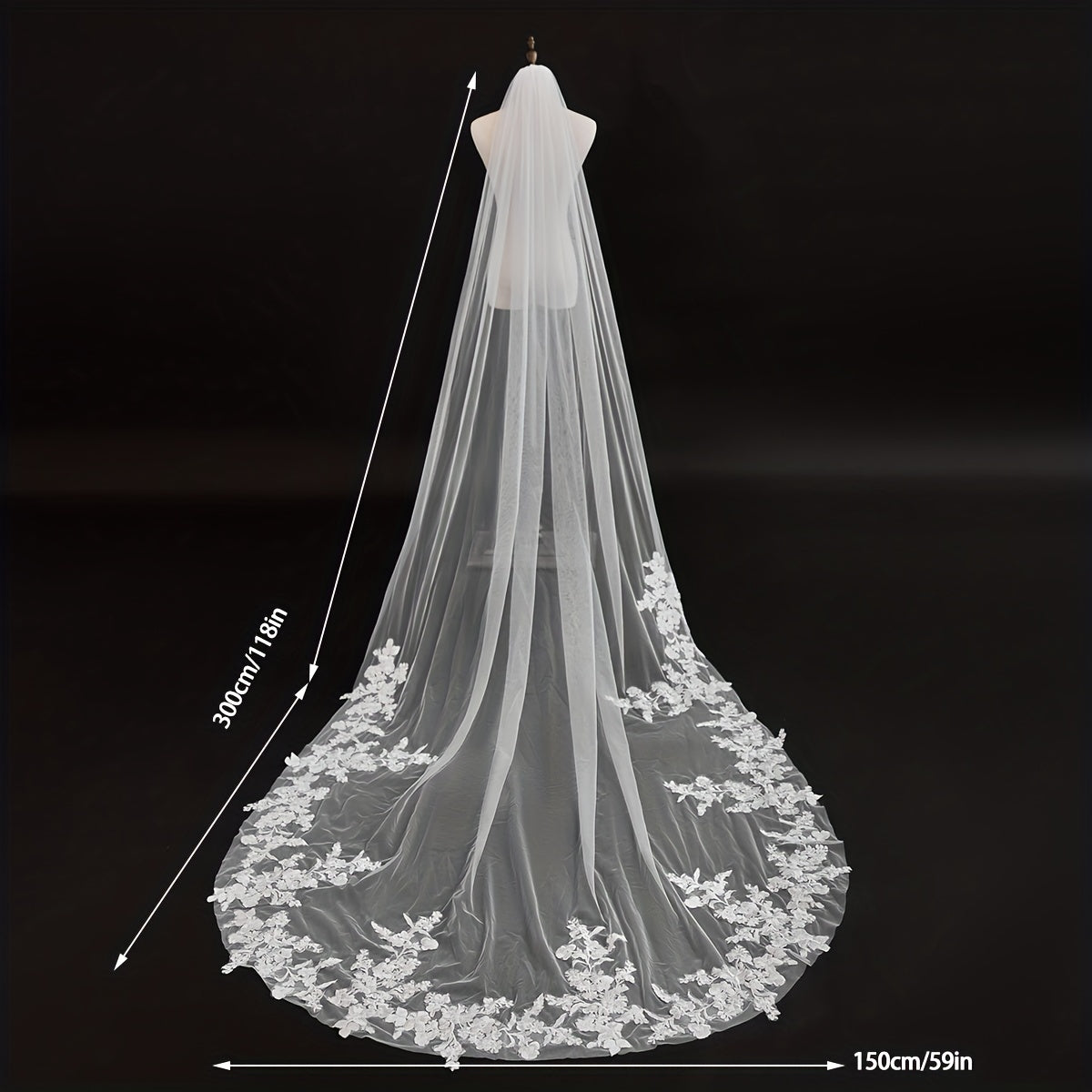 Baroque Wedding Veil Bridal Cathedral Long Veil Hair Wedding Accessories
