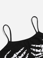 Halloween Skull Hands Print Seamless Sports Bra