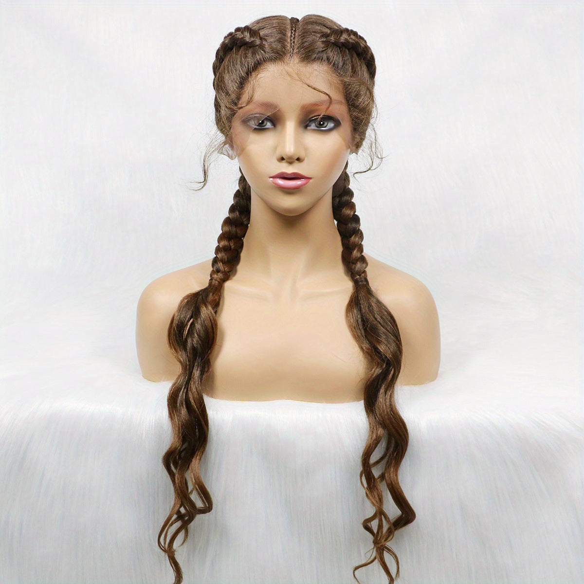12 Cm Synthetic Cornrow Braided Wigs Lace Front Wigs With Baby Hair