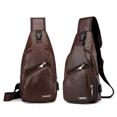 Casual Men's Shoulder Bag USB Chest Bag