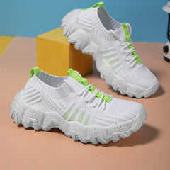 Women's Lace Up Chunky Sneakers Breathable Lightweight Walking Shoes