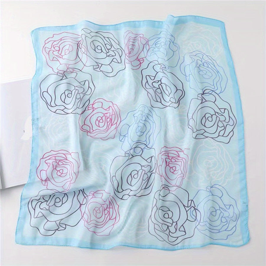 Thin Silk Feeling Square Scarf Casual Neck Scarf Hair Wrap For Night