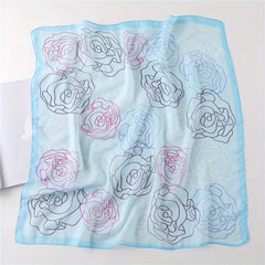 Thin Silk Feeling Square Scarf Casual Neck Scarf Hair Wrap For Night