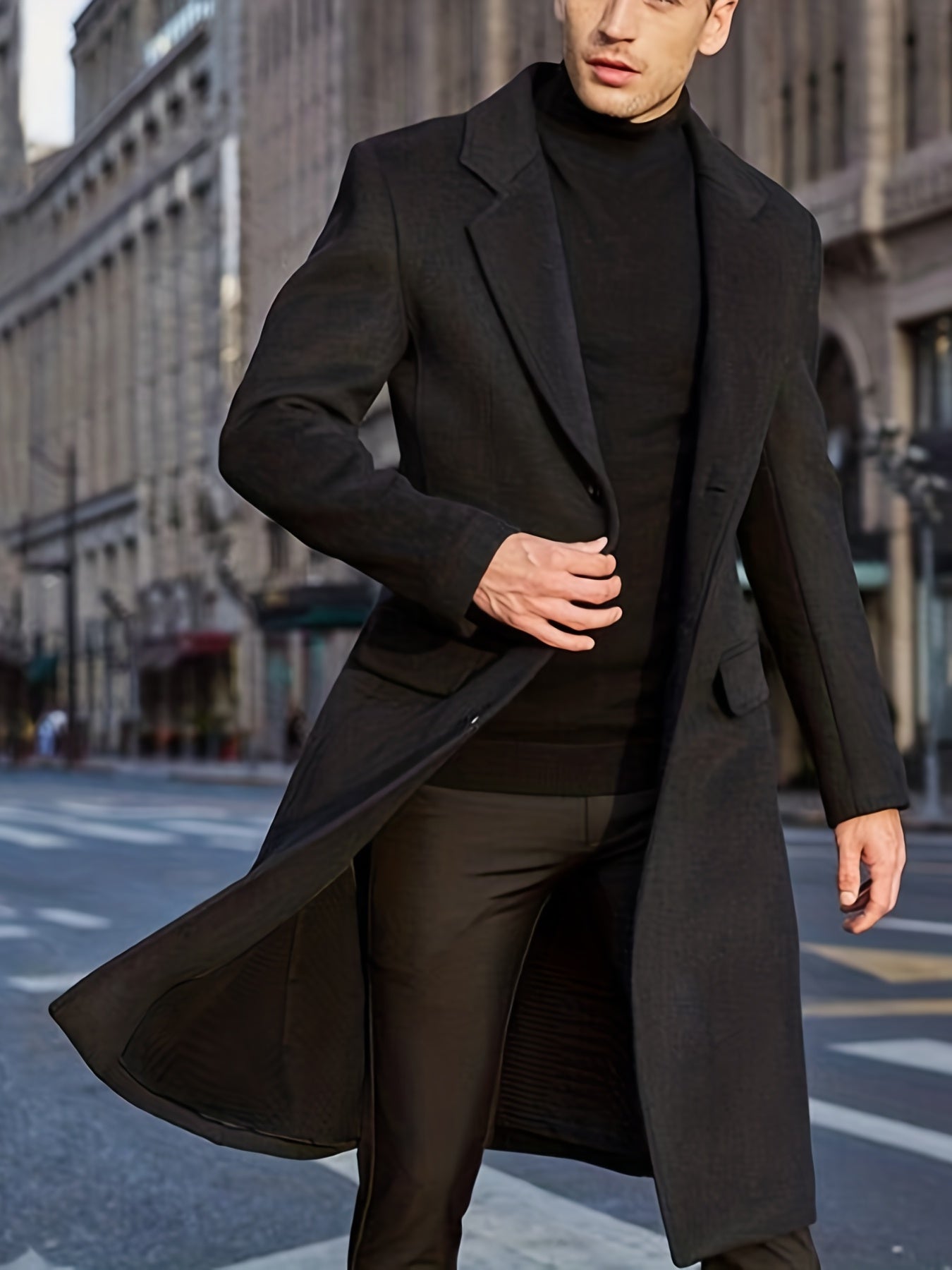 Men's Retro Trench Coat Single Breasted Overcoat
