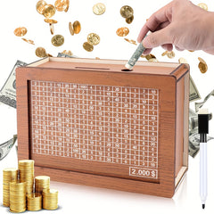 Retro Wooden Money Box with Digital Scale and Counter