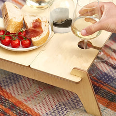 Portable Folding Wooden Wine Table for Family Tourist Outdoor Beach Picnic
