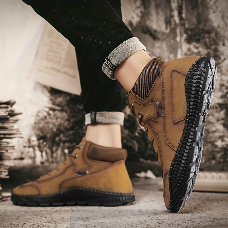 Men's Casual Stitch Solid Low Top Lace up Boots