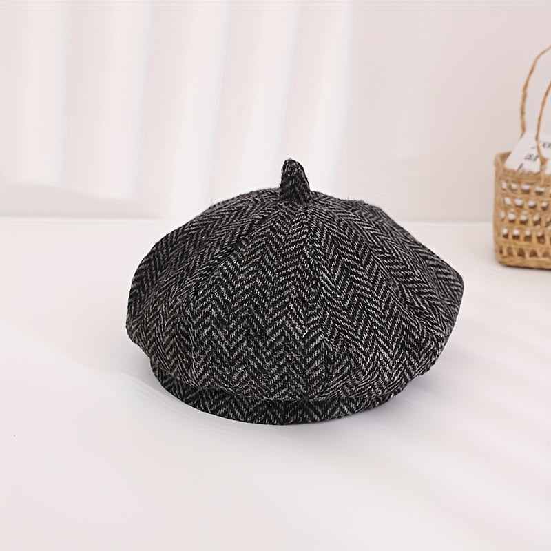 Striped Sun Cap for Kids Girls Newsboy Hat