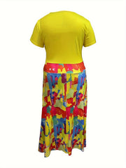 Casual Dress Women's Plus Letter & Painting Print Maxi Dress