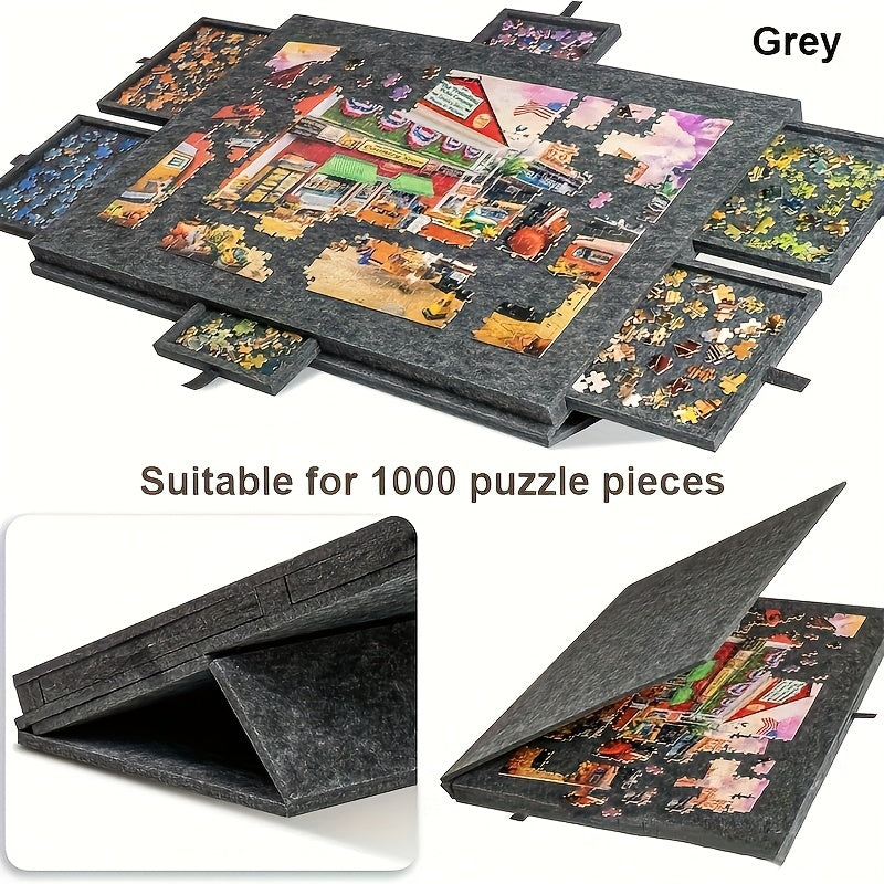 Portable Puzzle Table with Stand and 6 Drawers