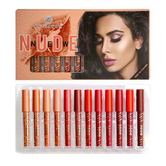 12pcs Velvet Matte Liquid Lipstick Set Magnet Long Lasting Waterproof Lip Gloss