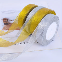 86 M Golden/Silvery Sparkling Ribbon Lace Wedding Decoration DIY Ribbon Bow