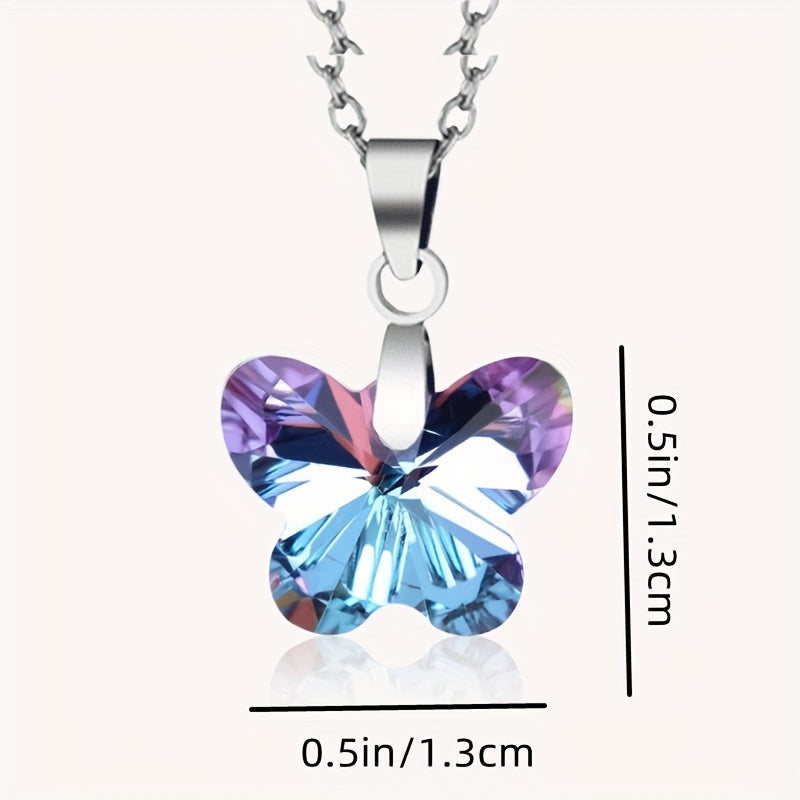 Crystal Butterfly Pendant Necklace And Fashionable Jewelry for Girls