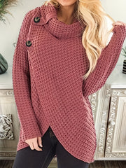 Casual Sweater Women's Plus Knitted Mock Neck Pullover Jumper