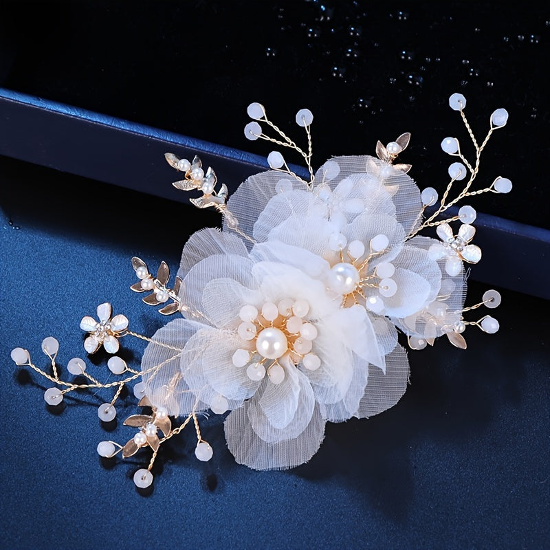 Crystal Flower Leaf Hair Clip Headband Bridal Hair Accessories