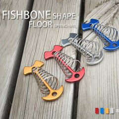 Fish Bone Ground Nails Spring Hook Wind Rope Stakes