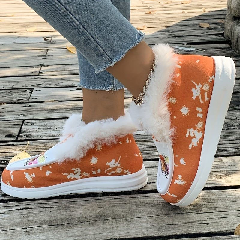 Furry Boat Shoes Plush Lined Thermal Snow Shoes