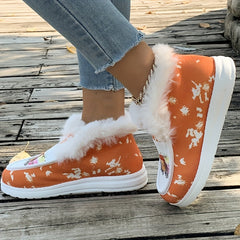 Furry Boat Shoes Plush Lined Thermal Snow Shoes