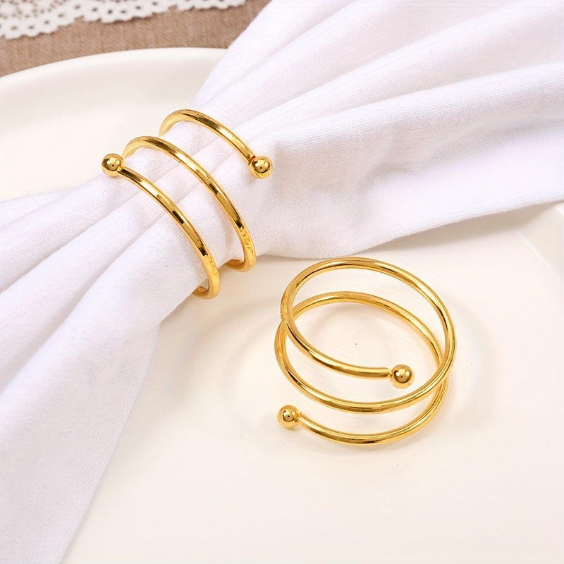 6pcs Golden Napkin Rings Cast Iron Carved Hollow Christmas Decoration