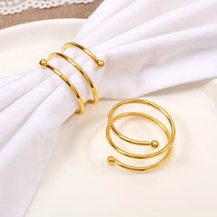 6pcs Golden Napkin Rings Cast Iron Carved Hollow Christmas Decoration
