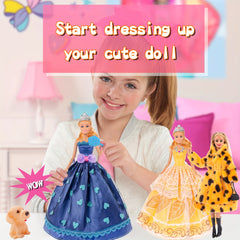 50pcs 11.5 Inch Girl Doll with Clothes Accessories - Doll Coat Princess Gowns Dr