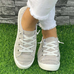 Casual Striped Flat Shoes Women's Lightweight Sport Shoes
