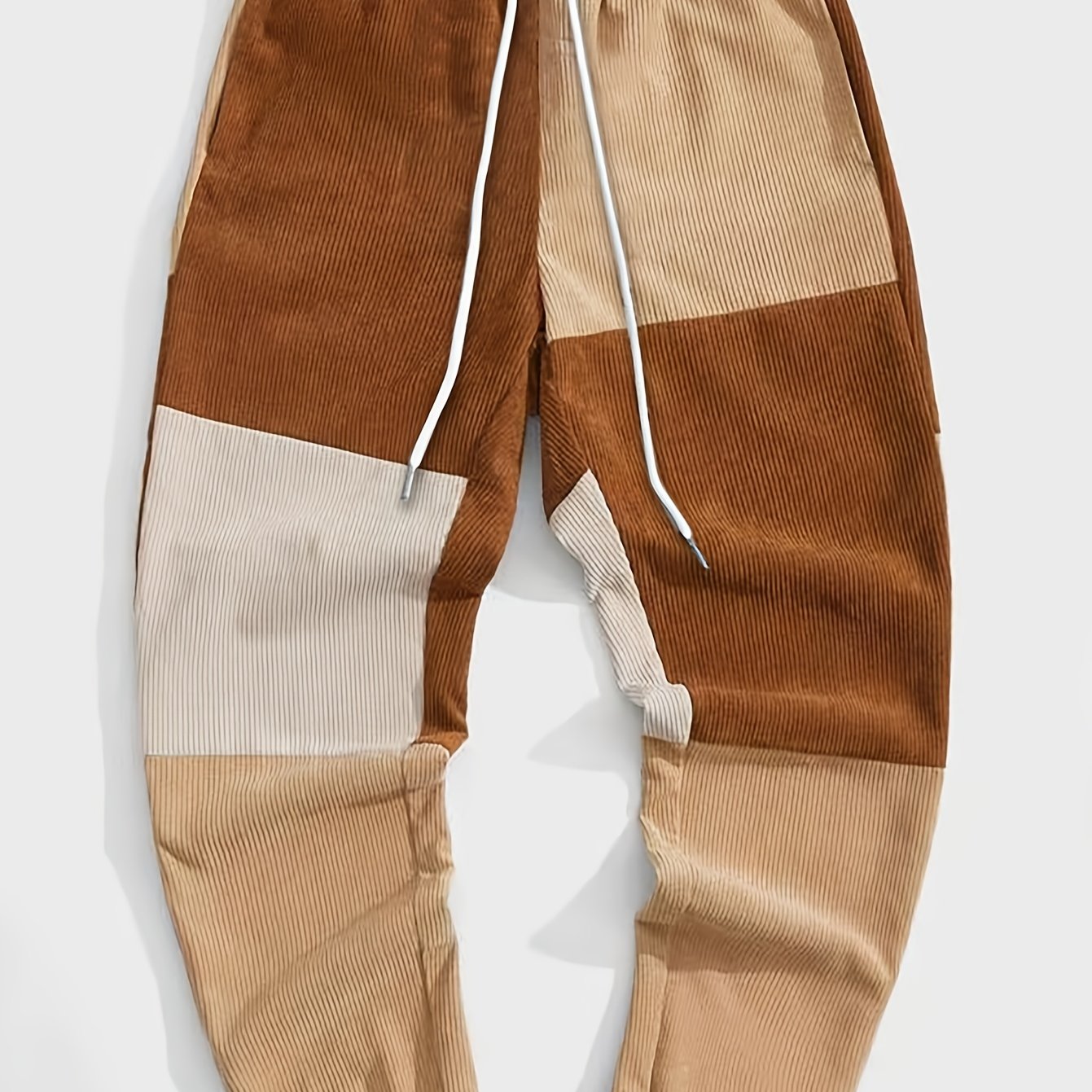 Men's Corduroy Joggers Sweatpants with Drawstring - Casual Block Pants