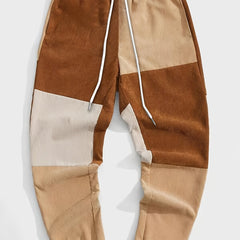 Men's Corduroy Joggers Sweatpants with Drawstring - Casual Block Pants