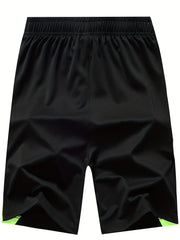 Men's Green Stripe Comfy Shorts High Stretch Elastic Waist Drawstring Shorts