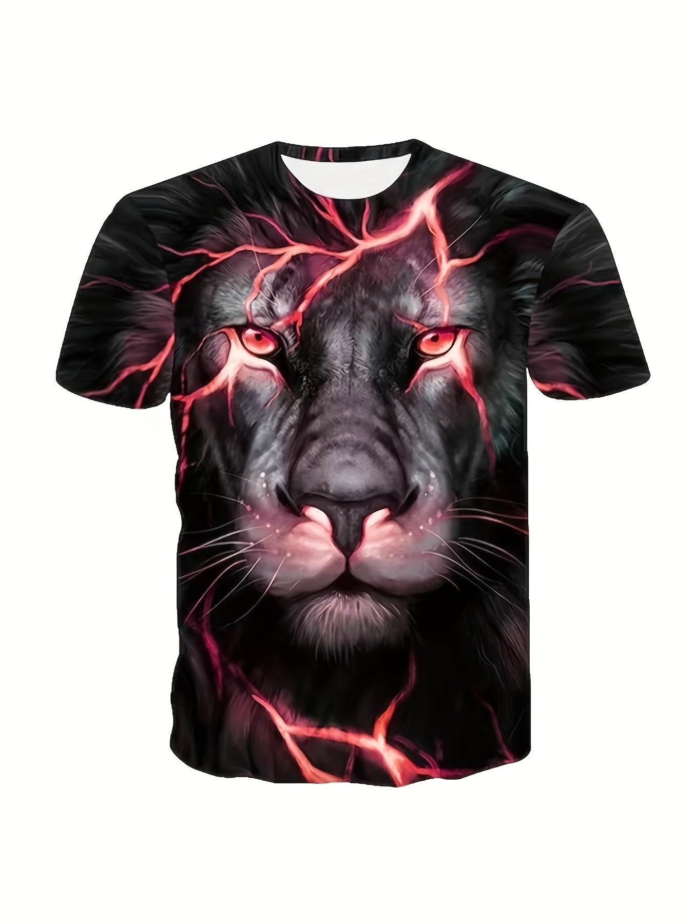 Kids' Lion & Lightning 3D Print T Shirt Short Sleeve Tee