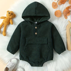 Baby Boys Corduroy Hooded Creeper Romper Hoodie
