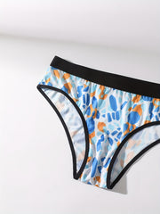 6 Pack Plus Size Floral Print Mid Waist Briefs Set