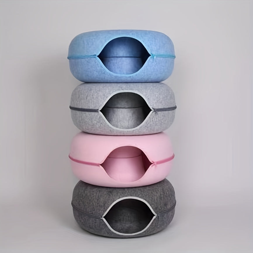 Cat Tunnel Bed Felt Round Nest Washable Semi-enclosed Cat Tunnel