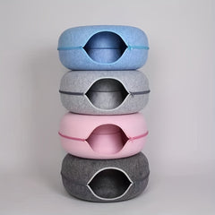 Cat Tunnel Bed Felt Round Nest Washable Semi-enclosed Cat Tunnel
