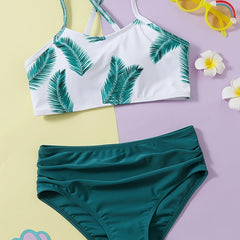 Girls 2pcs Bikini Swimsuit Set Stretchy Bathing Suit