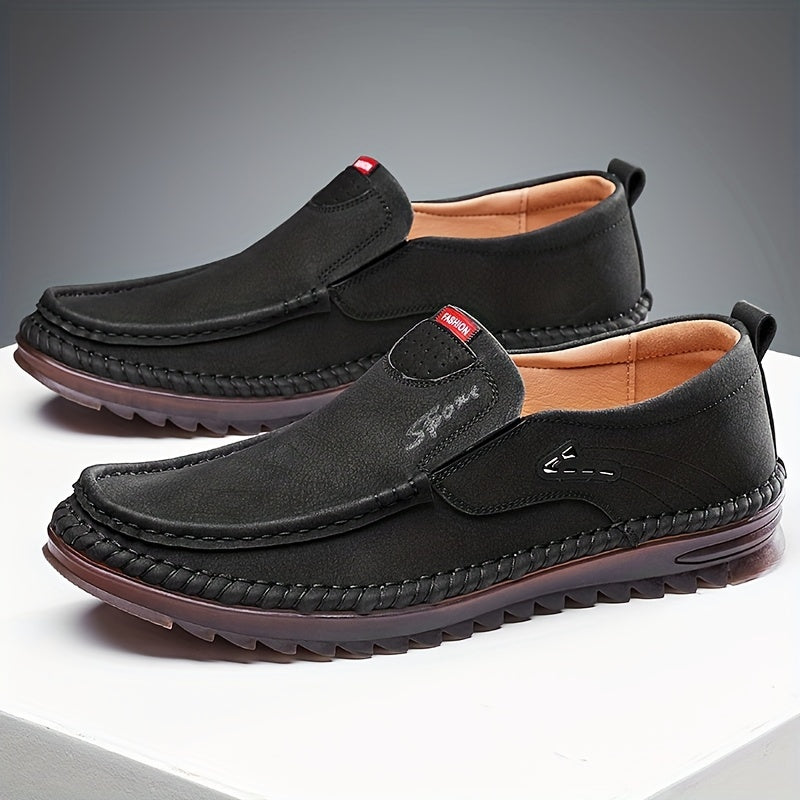 Men's Leather Slip On Loafer Shoes Lightweight Non slip Casual Shoes